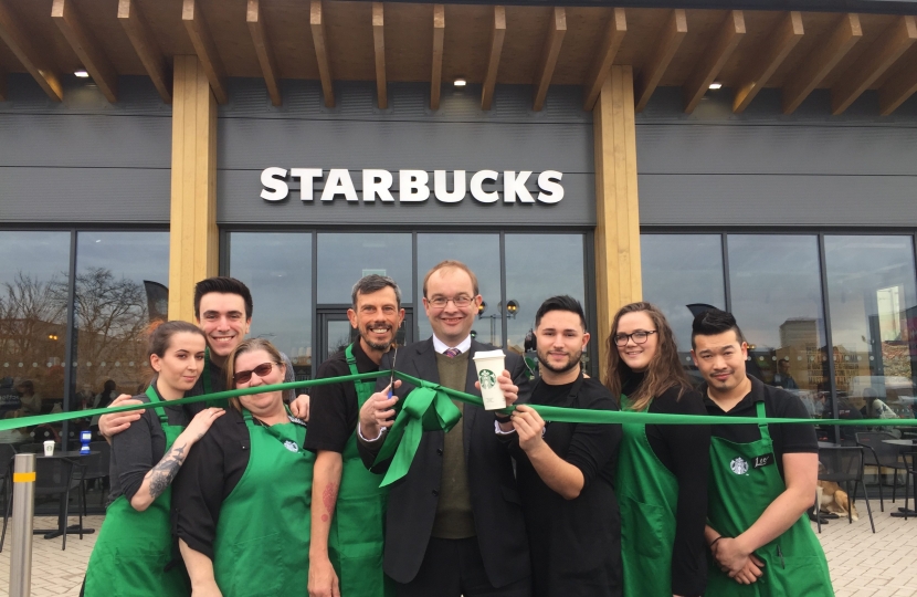 James Duddridge opening new drive thru starbucks