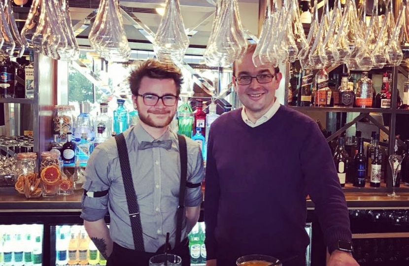 James behind the bar at Seven Hotel