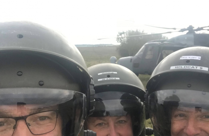 James Duddridge in a helicopter to the  urban demostration