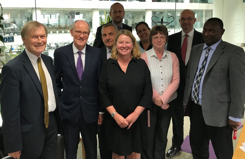 James Duddridge and David Amess with headteachers and the Schools Minister