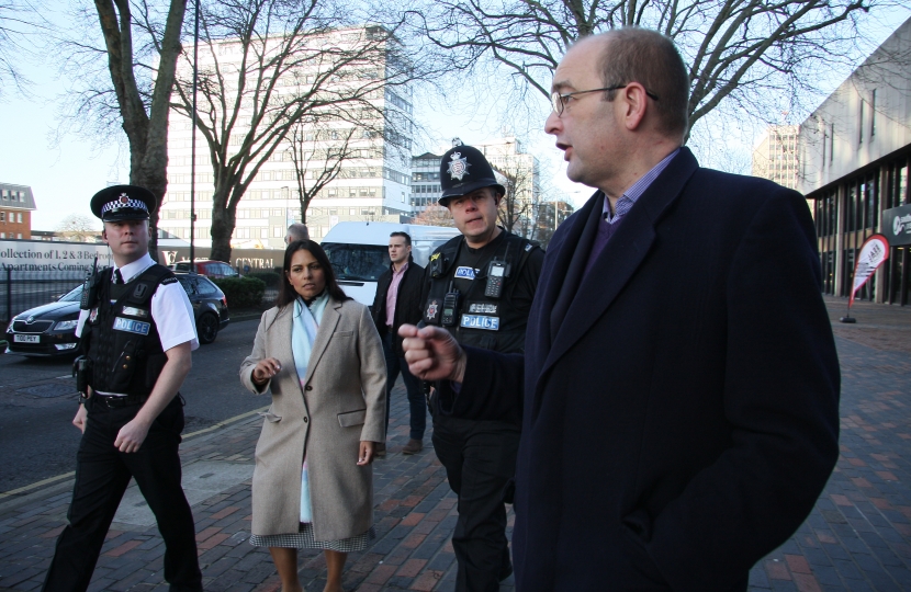 James Duddridge MP on patrol with Home Secretary Priti Patel 