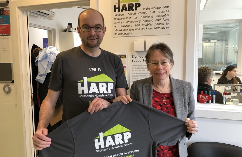 James Duddridge MP and HARP's Chief Executive Jackie Bliss during a recent visit to the charity's Bradbury Day Centre in York Road Southend 