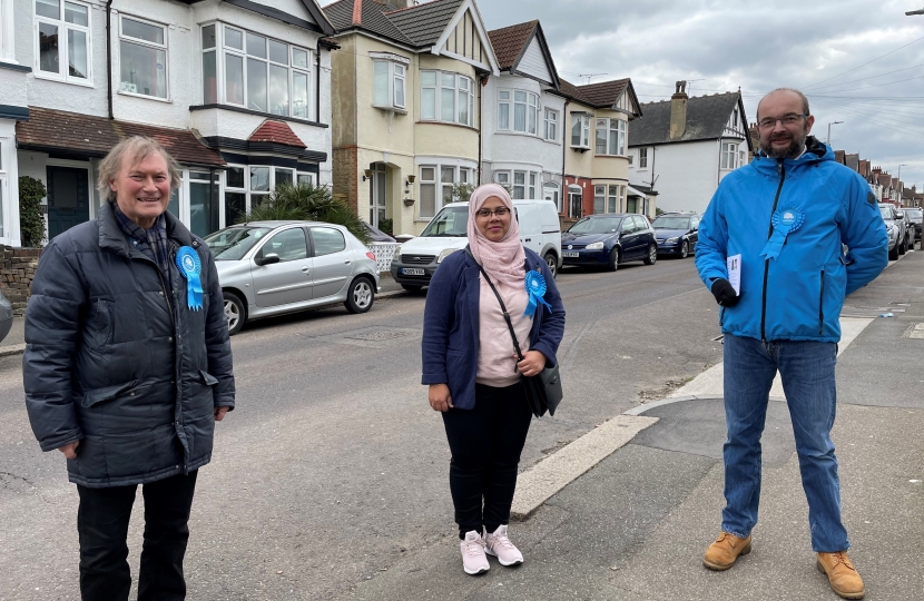 Sir David Amess MP, Tamkeen Shaikh and James Duddridge MP in Westborough