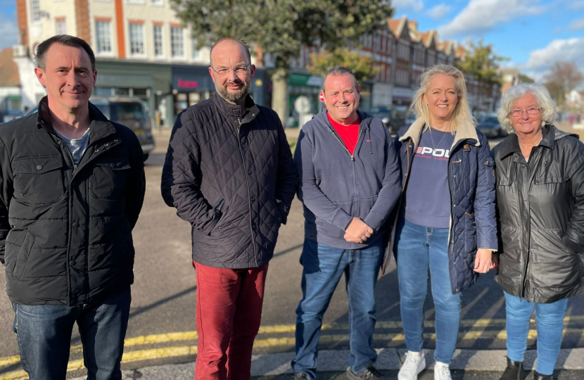 James meets with residents in Thorpe Bay on Friday. 