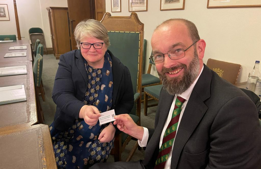 Photo of Sir James Duddridge KCMG MP with the Secretary of State for Environment, Food and Rural Affairs, the Rt. Hon. Thérèse Coffey MP.