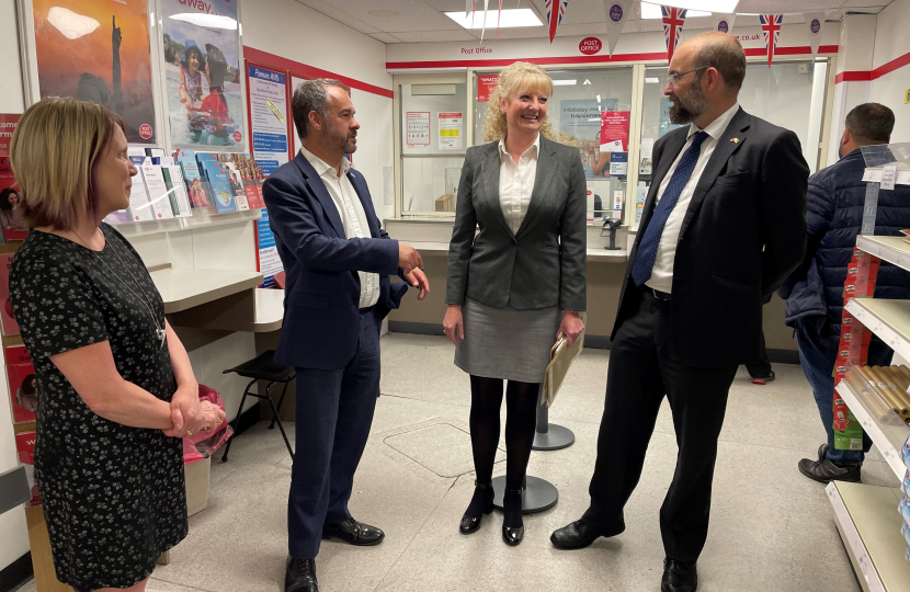 Meeting a local business owner inside the Rochford Post Office