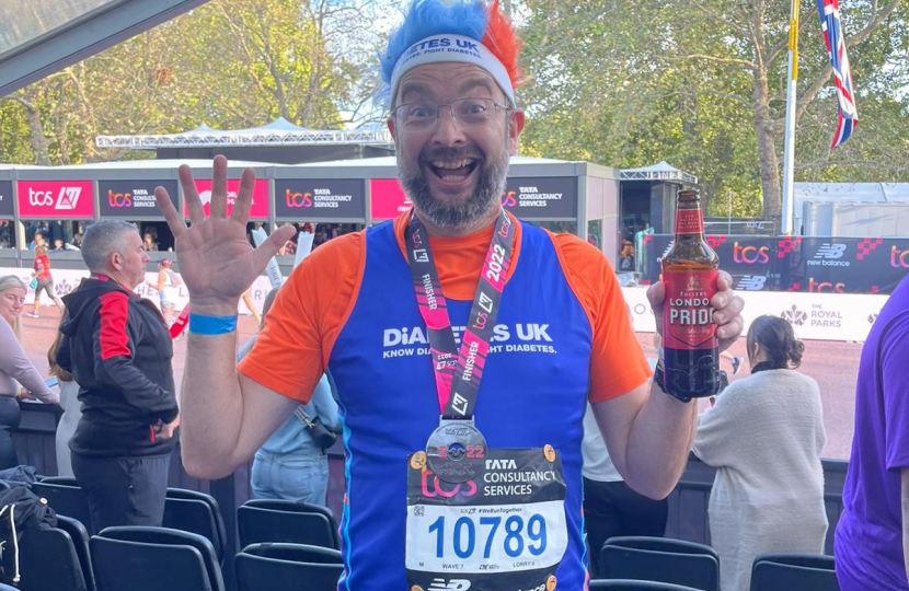 James Duddridge MP celebrates completing his fourth London Marathon