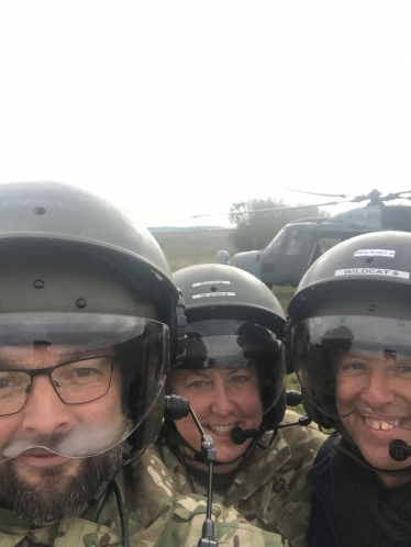 James Duddridge in a helicopter to the  urban demostration