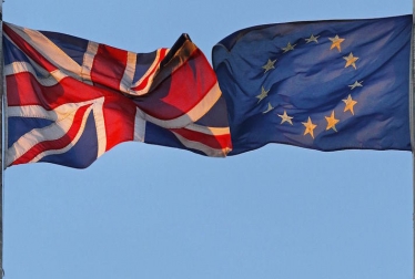 Union flag and EU flag